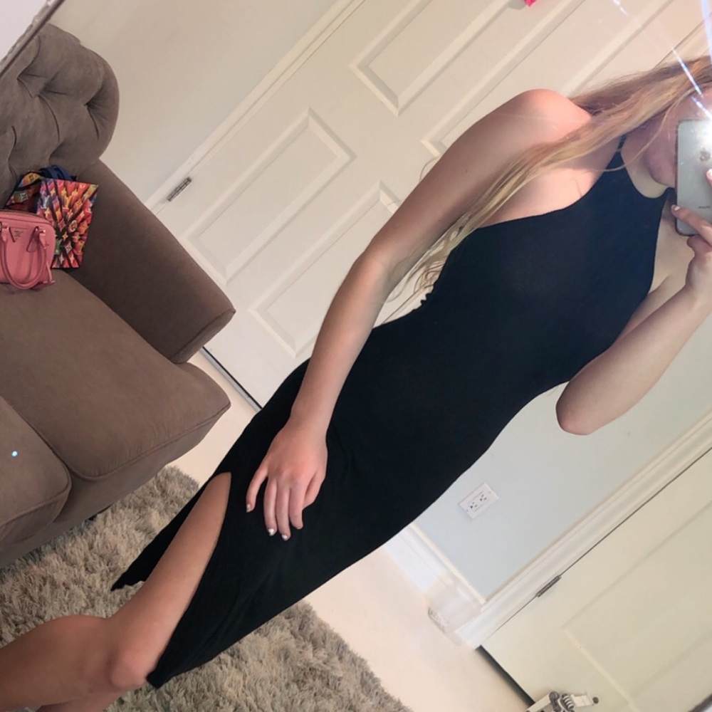 Midi Black Halter Dress